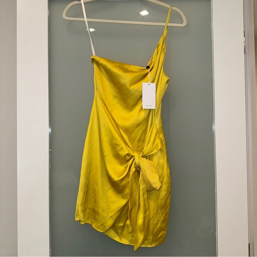 Lovers + Friends One Shoulder Yellow Dress